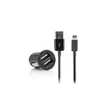 ALIMENTATORE AUTO USB 2,1A + CAVO LIGHTNING APPLE NERO