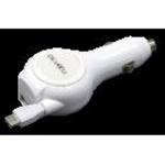 ALIMENTATORE AUTO RETRATT. X MICRO USB+PRESA USB BIANCO