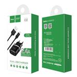 CARICA BATTERIA DA RETE + CAVO LIGHTNING APPLE 2.4A HOCO NERO