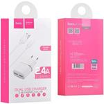 CARICA BATTERIA DA RETE + CAVO MICRO USB 2.4A HOCO BIANCO