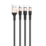 CAVO USB 3 IN 1 - MICRO USB - TYPE C - LIGHTING NERO/ORO X26 HOCO XPRESS 
