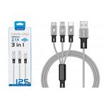 CAVO USB 3 IN 1 - MICRO USB - TYPE C - LIGHTING CU16 NEWTOP SILVER