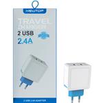CARICA BATTERIA DA RETE CM10 2.4A 2USB BIANCO NEWTOP