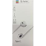 AURICOLARE STEREO C/MICROFONO TASTO RISP. TYPE-C FEDER BIANCO