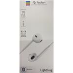 AURICOLARE STEREO C/MICROFONO TASTO RISP. LIGHTNING FEDER BIANCO