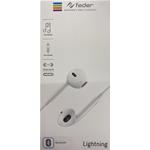 AURICOLARE STEREO C/MICROFONO TASTO RISP. LIGHTNING FEDER BIANCO