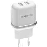 CARICA BATTERIA DA RETE 2.1A 2X USB 5V BIANCO BOROFONE