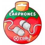 AURICOLARE CELLY STEREO C/MICR. TASTO RISP. JACK 3,5MM XMASEARBALL/XMASEARSNOW ASS.