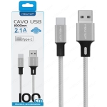 CAVO USB - TYPE-C TESSUTO SILVER CM.100 NEWTOP