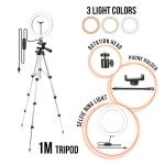 SELFIE TRIPOD WITH REMOTE CONTROLLER 2,00M LED LIGHT 12 INCHES SILVER