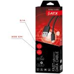 CAVO DATI + CARICA USB - USB/LIGHTING 3MT ATRAX NERO