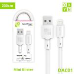 CAVO DATI/RICARICA USB-A/LIGHTNING 2 METRI 2.1A OXYN