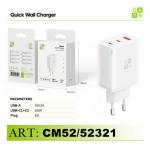 ALIMENTATORE DA RETE OXYN 65W USB-C/USB-A BIANCO